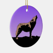 Howling Wolf at Sunset - Original Wildlife Art Keramik Ornament (Rechts)