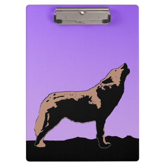Howling Wolf at Sunset - Original Wildlife Art Klemmbrett (Vorderseite)