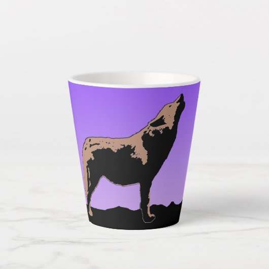 Howling Wolf at Sunset - Original Wildlife Art Milchtasse (Vorderseite)