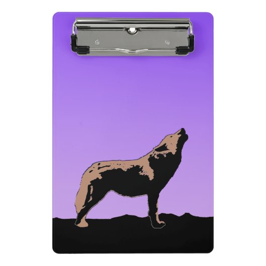 Howling Wolf at Sunset - Original Wildlife Art Mini Klemmbrett (Vorderseite)