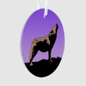 Howling Wolf at Sunset - Original Wildlife Art Ornament (Vorderseite)