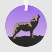 Howling Wolf at Sunset - Original Wildlife Art Ornament (Rückseite)