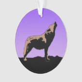 Howling Wolf at Sunset - Original Wildlife Art Ornament (Vorderseite)