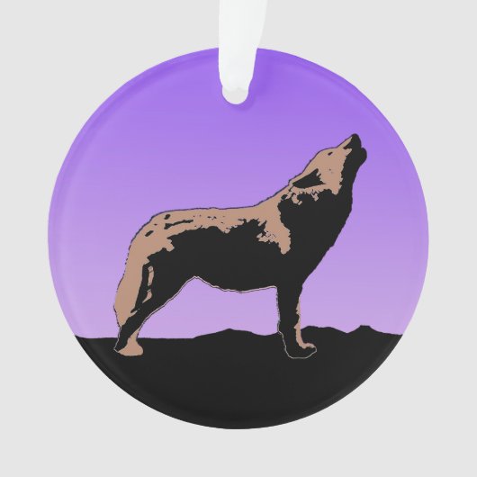 Howling Wolf at Sunset - Original Wildlife Art Ornament (Vorderseite)