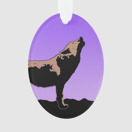 Howling Wolf at Sunset - Original Wildlife Art Ornament (Vorderseite)