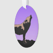 Howling Wolf at Sunset - Original Wildlife Art Ornament (Vorderseite)