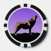 Howling Wolf at Sunset - Original Wildlife Art Pokerchips (Vorderseite)