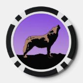 Howling Wolf at Sunset - Original Wildlife Art Pokerchips (Rückseite)