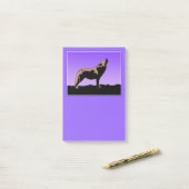 Howling Wolf at Sunset - Original Wildlife Art Post-it Klebezettel (Auf Schreibtisch)