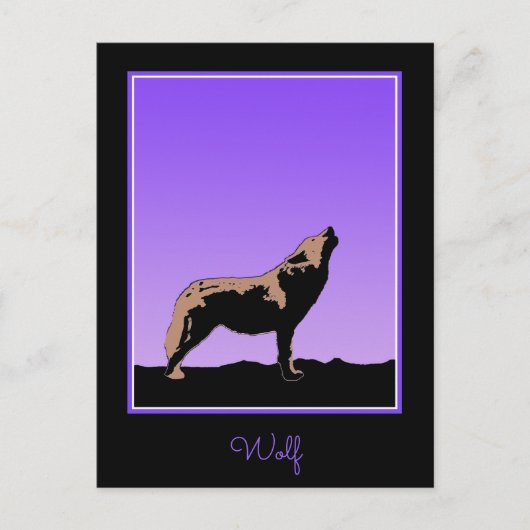 Howling Wolf at Sunset - Original Wildlife Art Postkarte (Vorderseite)