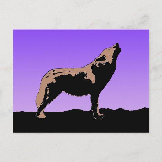 Howling Wolf at Sunset - Original Wildlife Art Postkarte (Vorderseite)