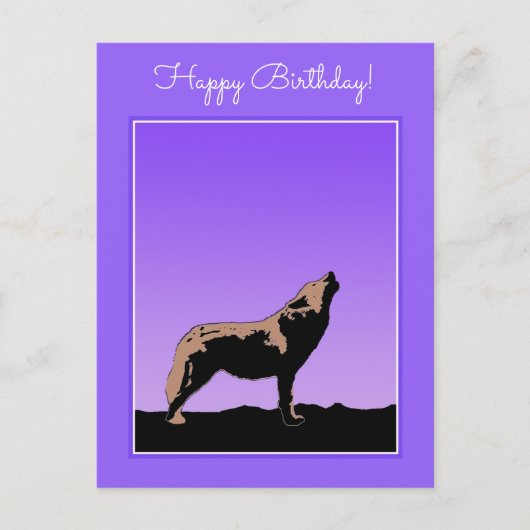 Howling Wolf at Sunset - Original Wildlife Art Postkarte (Vorderseite)