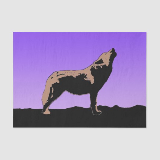 Howling Wolf at Sunset - Original Wildlife Art Seidenpapier (Vorderseite)