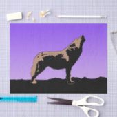Howling Wolf at Sunset - Original Wildlife Art Seidenpapier (Handwerk)