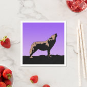 Howling Wolf at Sunset - Original Wildlife Art Serviette (Beispiel)