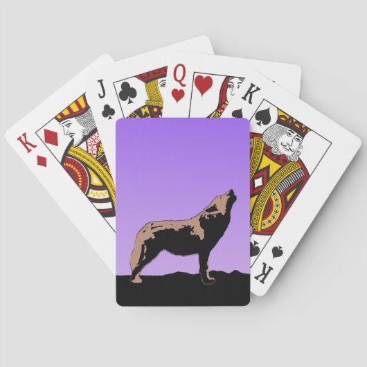 Howling Wolf at Sunset - Original Wildlife Art Spielkarten (Rückseite)