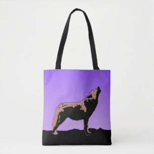Howling Wolf at Sunset - Original Wildlife Art Tasche
