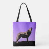 Howling Wolf at Sunset - Original Wildlife Art Tasche (Rückseite)