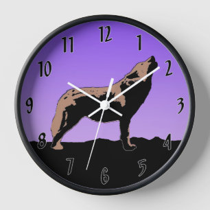 Howling Wolf at Sunset - Original Wildlife Art Uhr