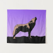 Howling Wolf at Sunset - Original Wildlife Art Wandteppich (Vorderseite (Horizontal))