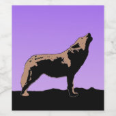 Howling Wolf at Sunset - Original Wildlife Art Weinetikett (Einzelnes Label)