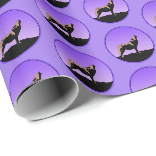 Howling Wolf at Sunset - Original Wildlife Art Win Geschenkpapier (Rolleneckpunkt)