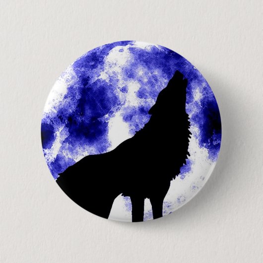 Howling Wolf auf dem Mond Button (Vorderseite)