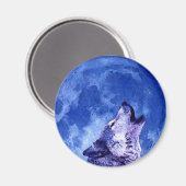 Howling Wolf auf dem Mond Magnet (Vorderseite/Rückseite)