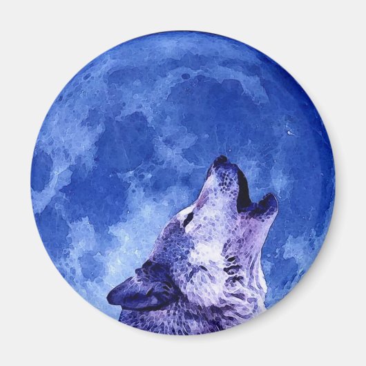 Howling Wolf auf dem Mond Magnet (Vorne)