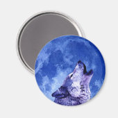 Howling Wolf auf dem Mond Magnet (Vorderseite/Rückseite)
