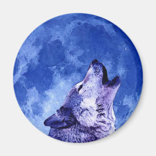 Howling Wolf auf dem Mond Magnet