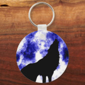 Howling Wolf auf dem Mond Schlüsselanhänger (Vorderseite)