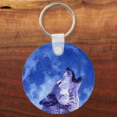 Howling Wolf auf dem Mond Schlüsselanhänger (Vorderseite)