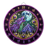 Howling Wolf Beneath Golden Moonlight Dartscheibe (vorne)