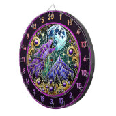 Howling Wolf Beneath Golden Moonlight Dartscheibe (Vorderseite rechts)