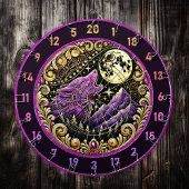 Howling Wolf Beneath Golden Moonlight Dartscheibe