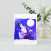 Howling Wolf Blue Moonlight Postcard Postkarte (Stehend Vorderseite)