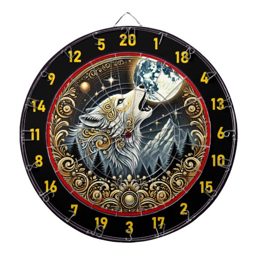 Howling Wolf bringt Wilden Geist und Abenteuer Dartscheibe (vorne)