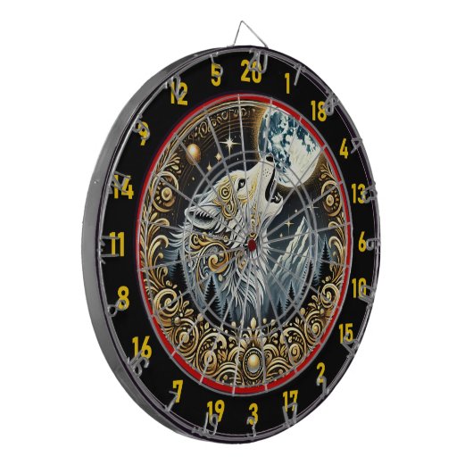 Howling Wolf bringt Wilden Geist und Abenteuer Dartscheibe (Vorderseite Links)