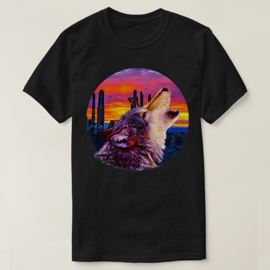 Howling Wolf Desert Sunset T-Shirt (Design vorne)