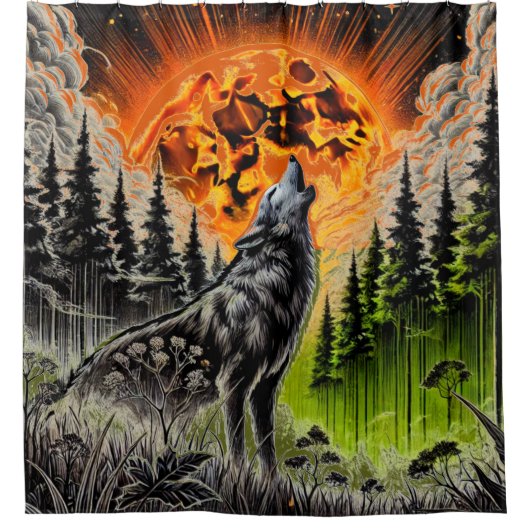 Howling Wolf Duschvorhang (Vorderseite)
