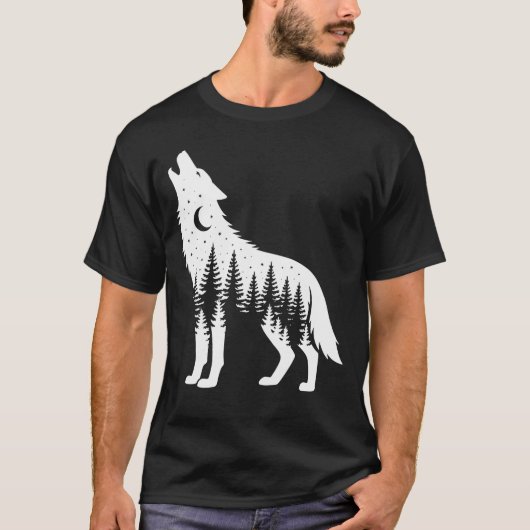 Howling Wolf Forest Moon T-Shirt (Vorderseite)