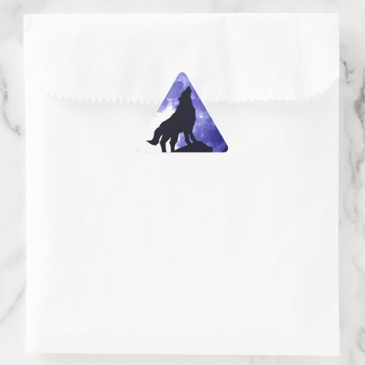 Howling Wolf & Fullmoon Dreieckiger Aufkleber (Tasche)