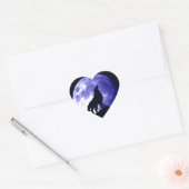 Howling Wolf & Fullmoon Herz-Aufkleber (Umschlag)