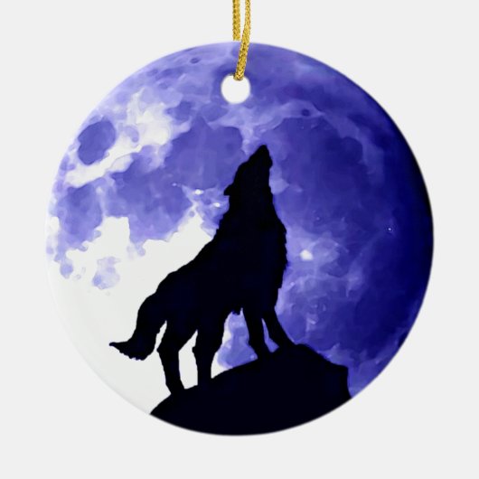 Howling Wolf & Fullmoon Keramikornament (Vorne)