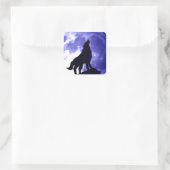 Howling Wolf & Fullmoon Quadratischer Aufkleber (Tasche)