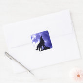 Howling Wolf & Fullmoon Quadratischer Aufkleber (Umschlag)
