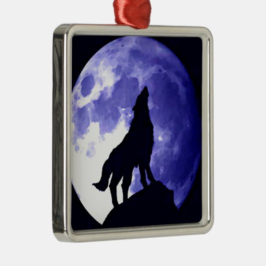 Howling Wolf & Fullmoon Silbernes Ornament (Rechts)