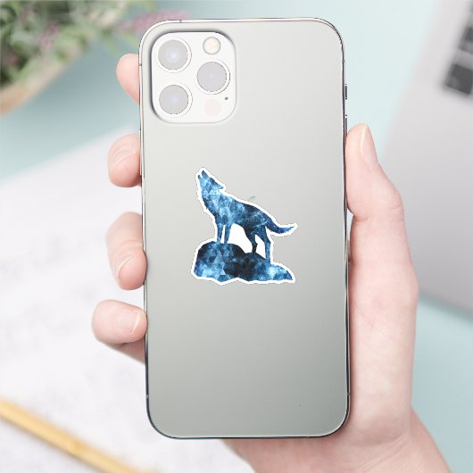Howling Wolf funkelnd Silhouette Aufkleber (Telefon)