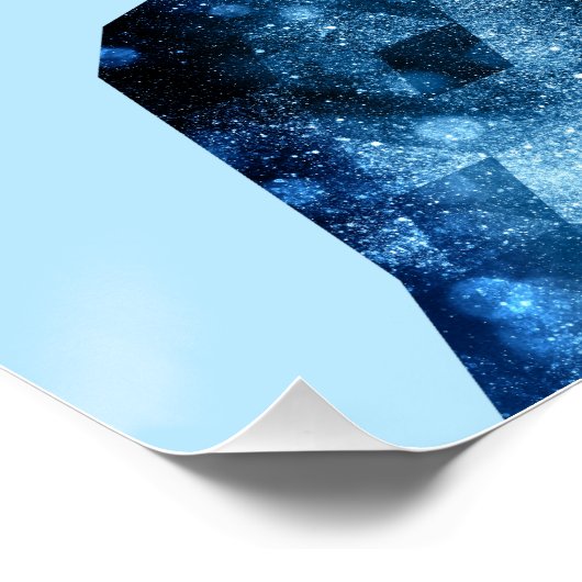 Howling Wolf funkelnd Silhouette blau Poster (Ecke)